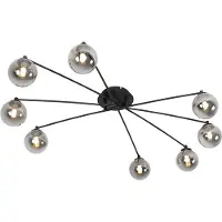 QAZQA Moderne plafondlamp zwart 8-lichts met smoke glas - Athens