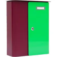 Rottner Brievenbus Splashy Bordeaux Rood met Neon Groene Deur