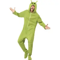 Smiffys Carnaval Alien onesie - gif groen - jumpsuit - voor volwassenen - marsmannetje L