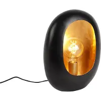 QAZQA Design tafellamp zwart met gouden binnenkant 36 cm - Cova