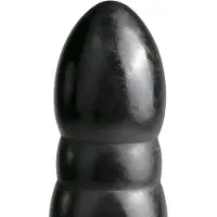 All Black Grote zwarte dildo met geribbelde textuur