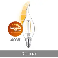 Philips 6x LED lamp E14 | WarmGlow | Sierkaars BA35 | Filament | 2200-2700K | Dimbaar | 3.4W (40W)