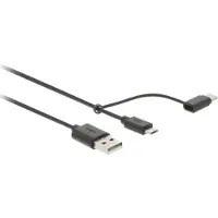 Nedis 2-in-1 Sync and Charge-Kabel | USB-A Male - Micro-B Male / Type-C Male | 1,0 m | Zwart Nedis
