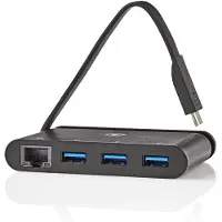 Nedis TCARF210BK USB-C adapter - 3 USB 3.0-poorten - Gigabit Ethernet