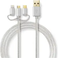 Nedis 3-in-1-Kabel | USB-A Male | Apple Lightning 8-Pins / USB Micro-B Male / USB-C Male | 1 stuks - CCTB60620AL10 CCTB60620AL10