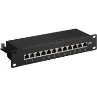 Pro 10 inch patch panel | 12x RJ45 | CAT6 | STP | 1U | zwart