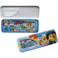 Paw Patrol Nickelodeon Metaal gevulde Pennendoos - 2 Potloden - Gom - Slijper - Meetlat - School