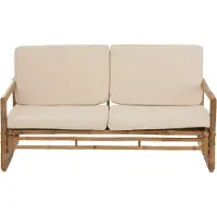OEM Rotan zetel - 2 pers - bamboe & textiel - naturel - woonaccessoires
