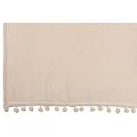 J-Line Plaid Mini Pompoms Fleece Beige