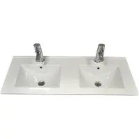 Sanicare Q1 keramische dubbele wastafel 121x46cm wit