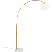 QAZQA Moderne booglamp messing met witte kap - Arc Basic