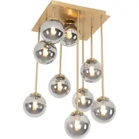 QAZQA Slimme plafondlamp goud met smoke glas 9-lichts incl. 9 Wifi G9 - Athens