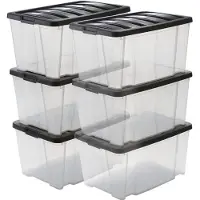 Iris Handybox Opbergbox - 45L - Kunststof - Transparant/ Zwart - Set van 6