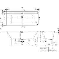Villeroy & Boch Collaro - Back-to-wall bad 180x80 cm met afvoer en overloop, wit UBA180COR9CR00VD01