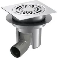 Delabie Harde vloerhevel 150x150 regelb hoogte horiz uitg. bocht Ø50