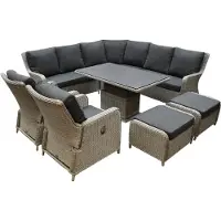 AVH-Collectie Bilbao dining hoek loungeset 8 delig grijs verstelbare tafel