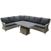 AVH-Collectie Bilbao dining hoek loungeset 5 delig grijs verstelbare tafel