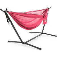 VIVERE Mesh Combo Hangmat met standaard (Kleur: roze/turquoise)