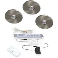Doeco Super Light Emotion Led set van 3 spots met dimmer inbouw 12V/15W RVS look