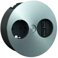 Bachmann TWIST 1x USB-C poort, 1x USB-oplader, roestvrijstalen look, 2 meter