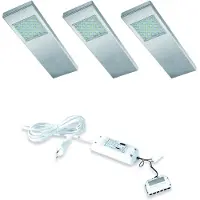 Doeco Dotty Led set van 3 langwerpige spots met schakelaar onderbouw 12V/20W RVS LVSET3DOTSI