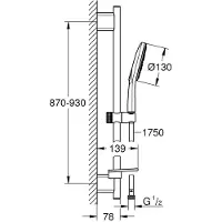 GROHE Rainshower SmartActive 130 Douchestangset - 90 cm - met zeepschaal - chroom - 26548000