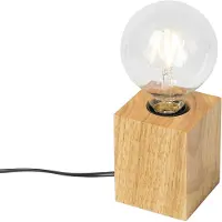 QAZQA Landelijke tafellamp hout naturel - Bloc