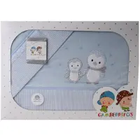Gamberritos laken set pingu?n katoen middel blauw 3 delig
