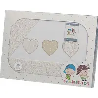 Gamberritos laken set beige hartjes 3 delig klein