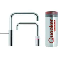 Quooker nordic square twintaps met pro3 vaq-e boiler chroom