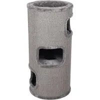 Flamingo Krabton voor katten – Krabton Enes Grijs M – 42x42x90 cm – luxe krabmeubel met 3 verdiepingen – First Class Selection
