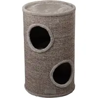 Flamingo Krabton voor katten – Krabton Greta Grijs & Naturel & Lichtbruin S – Ø35x60 cm – compacte en stijlvolle krabmeubel –