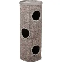 Flamingo Krabton voor katten – Krabton Greta Grijs & Naturel & Lichtbruin L – Ø38x100 cm – luxe krabmeubel met 3 verdiepingen –