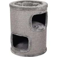 Flamingo Krabton voor katten – Krabton Enes Grijs S – 37x37x60 cm – compacte en luxe krabmeubel – First Class Selection