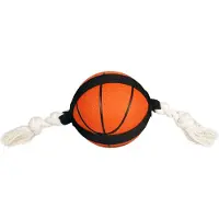 Flamingo Hondenspeelgoed – Matchball basketbal met touw – hondenspeelgoed – hondentouw – hond bal – honden bal – 40 cm – oranje