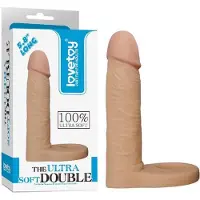Lovetoy Voorbinddildo voor dubbele penetratie Ultrasoft Double - 15 cm