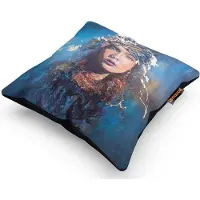 Mondiart Sierkussen - Cushion. Mysterious Woman - Zwart En Blauw - 45 Cm X 45 Cm