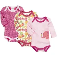 Schnizler romper Olifant lange mouw roze/wit 3 stuks