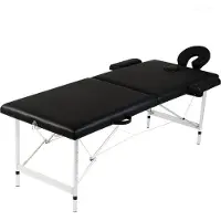 vidaXL Massagetafel, opklapbaar, 2 zones, met aluminium frame, zwart
