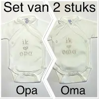 Petit villain Unisex Baby Rompertje - Opa / Oma - Maat 50 set van 2