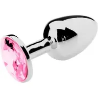 O-products Butt plug aluminium met rood kristal - medium