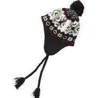 Jacquard Muts Winter Design Fleece Voering Zwart Wit Rood