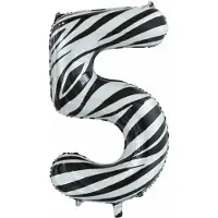 We Fiesta Folie Ballon Cijfer 5 Zebra XL 86cm leeg