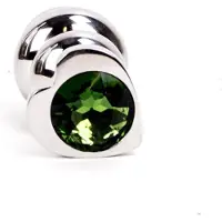 Kiotos - Buttplug geribbeld RVS Met diamant In hartvorm - groen