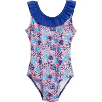 Playshoes badpak UV werend bloemen blauw/roze