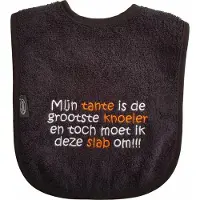 Funnies Zwarte slab met "Mijn tante is de grootste knoeier en toch moet ik deze slab om!!!"