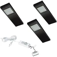 Doeco Dotty LED set van 3 langwerpige spots met schakelaar onderbouw 12V/15W zwart LVSET3DOTSZ