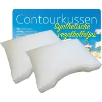 ISleep Contourkussen Set (2 Stuks) - Vezelbolletjes - 60x70 cm - Wit