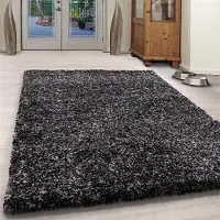 Flycarpets Lorium Vloerkleed - 160x230 cm - Antraciet/Wit/Grijs - Hoogpolig