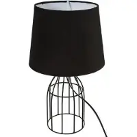 Atmosphera Tafellamp Moca draadstaal met stoffen lampenkap D21x35cm - Zwart - E14